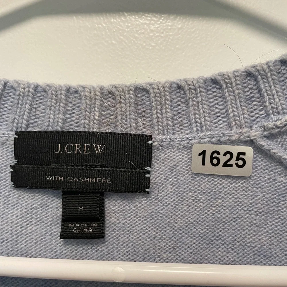 J. Crew Womens V-Neck Sweater Light Blue Wool Cashmere Blend Size M 104153